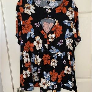 Shein 4xl/20 floral print cut out peplum top